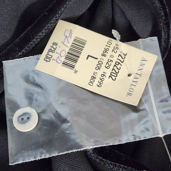 Ann Taylor Black Cardigan with Velvet Trim NWT Size Large Classic Black Cardigan - Picture 8 of 9